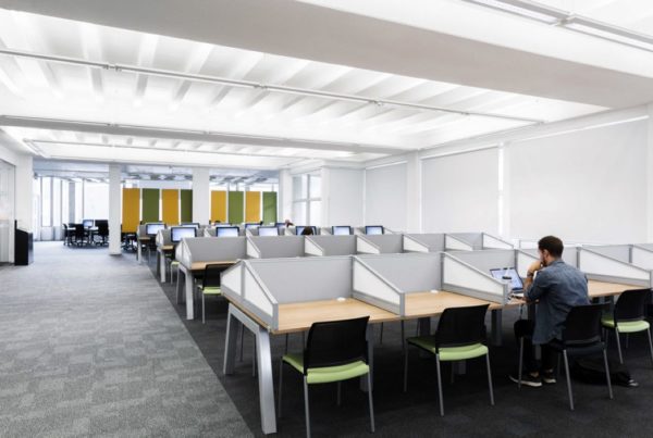 Desks and workspaces in University of Essex library